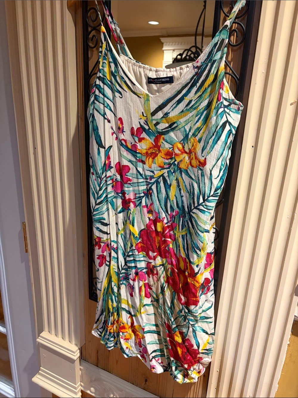 Floral Tropical Mini Dress - White / Multicolor